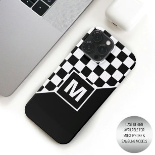 Custom Cool Black And White Chequered Flag Pattern iPhone 13 Pro Max Case