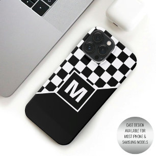 Custom Cool Black And White Chequered Flag Pattern iPhone 16 Pro Max Case