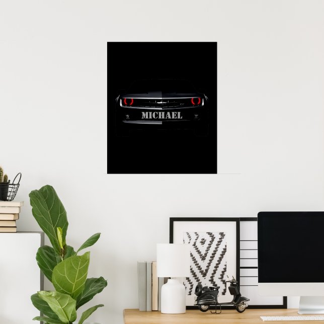 Custom Cool black Chevy Camaro Your name Poster (Home Office)