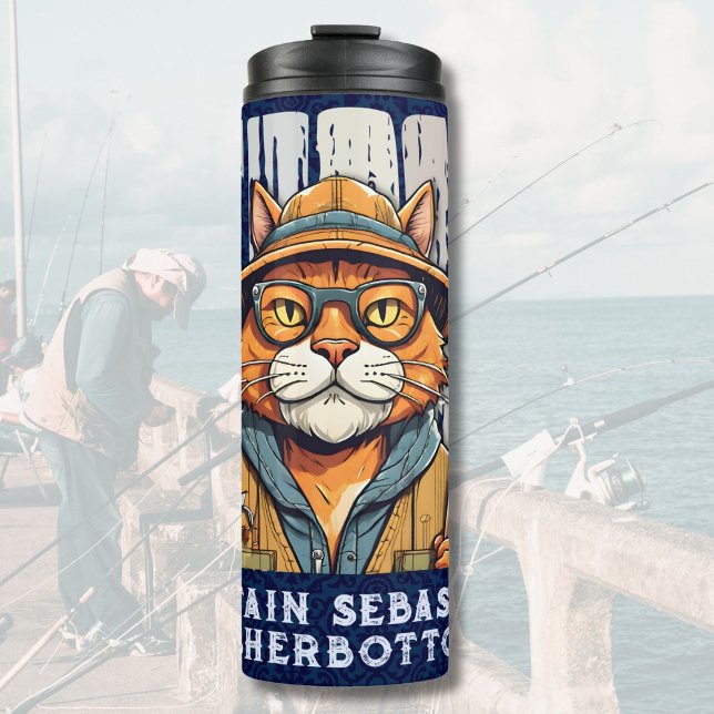 Custom Cool Cat Retirement Gifts for Fisherman Dad Thermal Tumbler (Custom Cool Cat Retirement Gifts for Fisherman Dad)