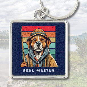 Custom Cool Dog Retirement Gifts for Fisherman Dad Key Ring