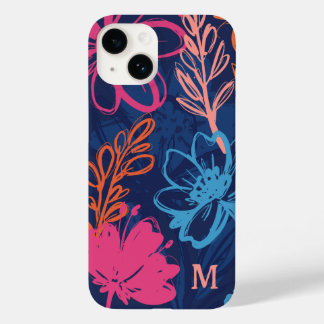 Custom Cool Floral Boho Colourful Monogram Tropica Case-Mate iPhone 14 Case