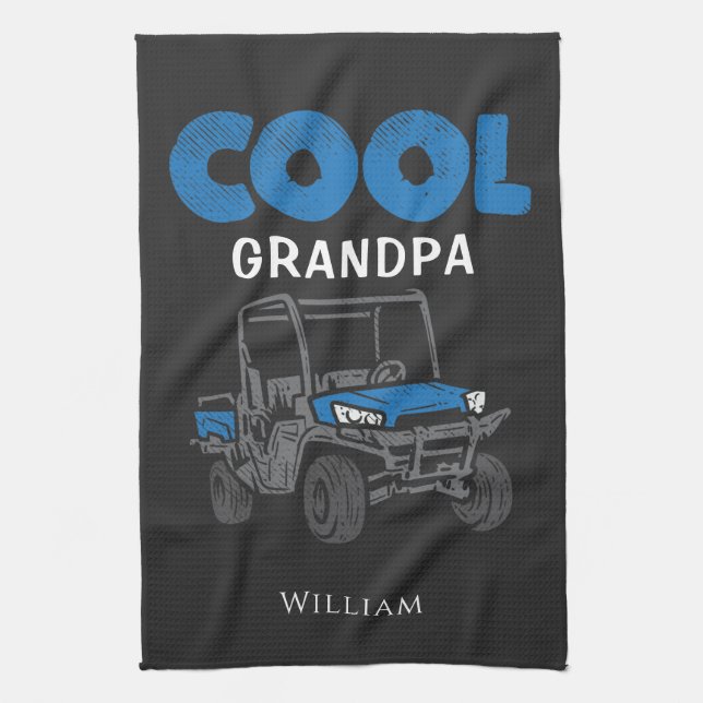 Custom Cool Grandpa Proud Family Tea Towel (Vertical)