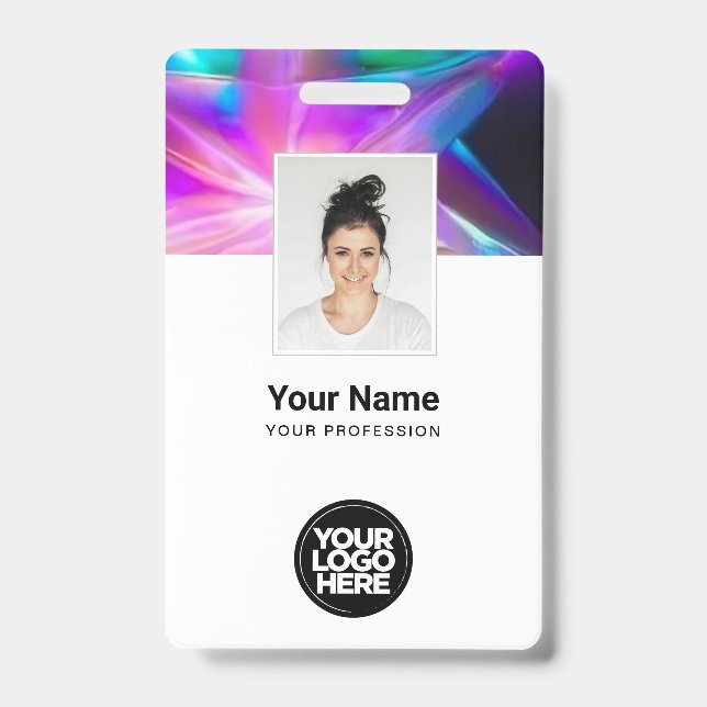 Custom Cool Holographic Employee Name Tags ID Badge (Front)