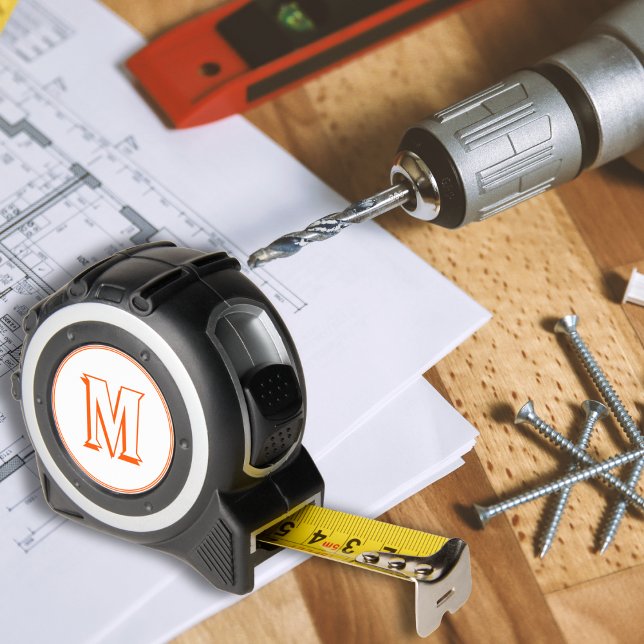 Custom Cool Orange Monogram Kids DIYers Crafters  1 (Custom Cool Orange Monogram Kids DIYers Crafters Tape Measure)