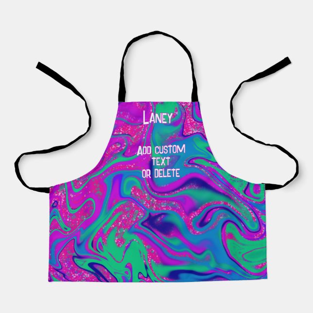 Custom Cool Pink Groovy Girl Birthday Slime Party Apron (Front)
