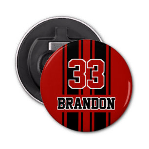 Custom Cool Red And Black Auto Race Sport Stripes Bottle Opener