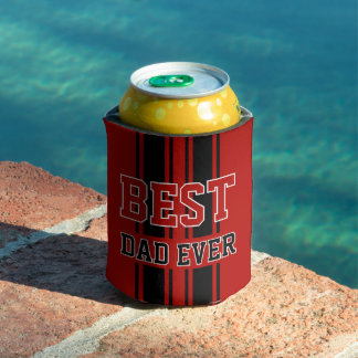 Custom Cool Red And Black Auto Race Sport Stripes Can Cooler
