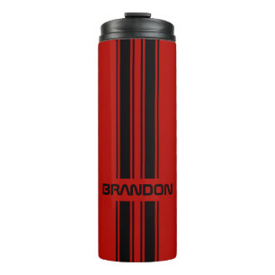 Custom Cool Red And Black Auto Race Sport Stripes Thermal Tumbler