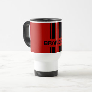 Custom Cool Red And Black Auto Race Sport Stripes Travel Mug