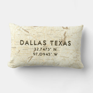 Custom Coordinates City Map   Beige Lumbar Cushion