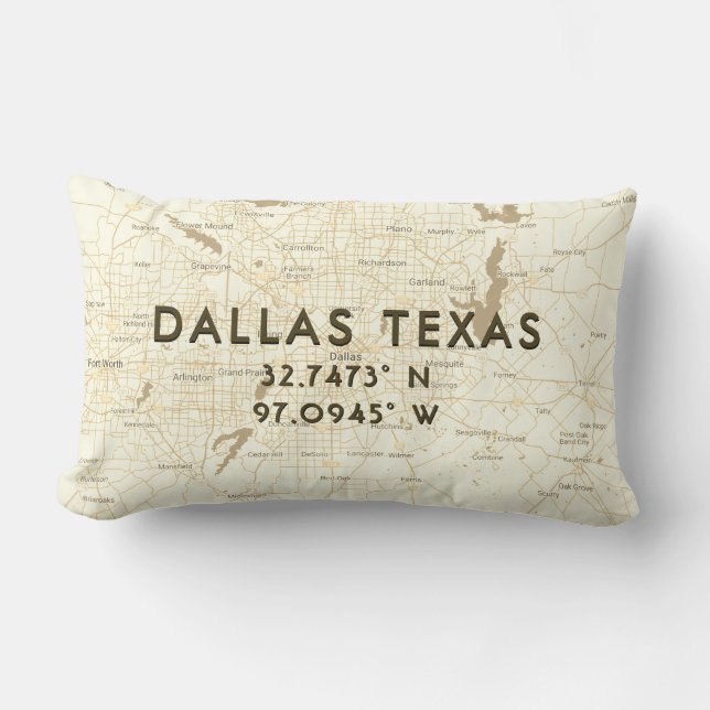 Custom Coordinates City Map | Beige Lumbar Cushion (Front)
