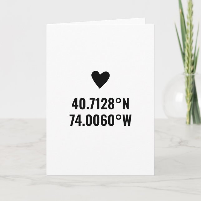 Custom Coordinates Longitude Latitude Valentines  Card (Front)