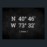 Custom Coordinates Personalised Home Location Gift Poster<br><div class="desc">Personalised GPS coordinates, Home location print as a housewarming gift.
Click the "Customise it" button on right to change the coordinates as per your needs.
visit www.gps-coordinates.net to find your own coordinates
© UrbanDsgn.</div>