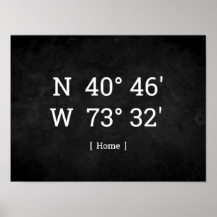 Custom Coordinates Personalised Home Location Gift Poster