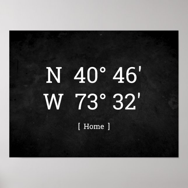 Custom Coordinates Personalised Home Location Gift Poster (Front)
