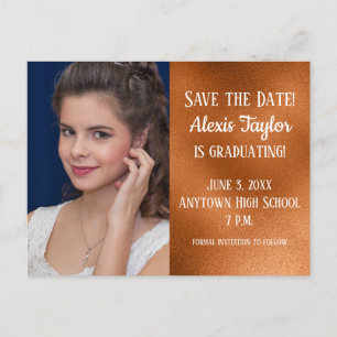 Custom Copper Graduation Save the Date Postcard