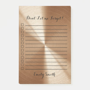 Custom Copper Metallic Lined To Do List Post-it Notes