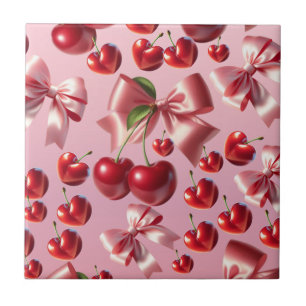 Custom Coquette Heart Bow Pattern  Ceramic Tile