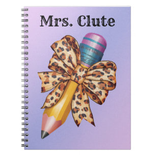 custom coquette watercolor pencil animal print bow notebook