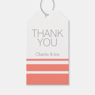 Custom Coral and Grey Thank You Gift Tags