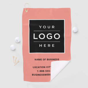 Custom Coral Business Logo Company Branded Golf Towel
