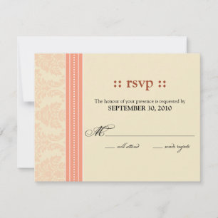 :custom: Coral/Cream Damask RSVP Card