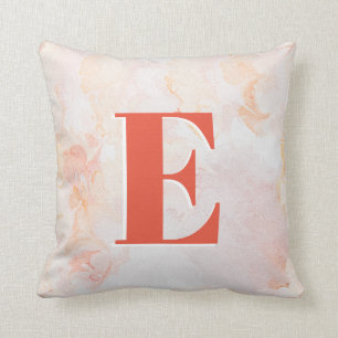 Custom coral marble Monogram Cushion