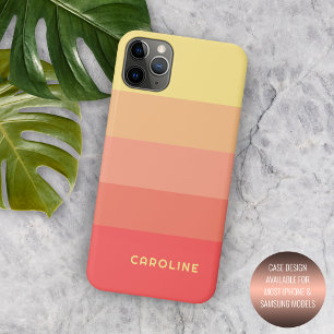 Custom Coral Red Peach Orange Melon Yellow Stripes iPhone 16 Pro Max Case