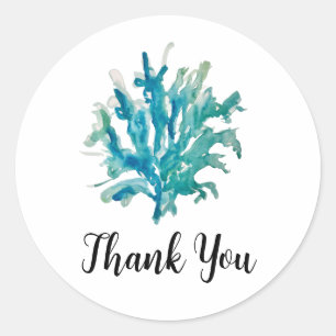 Custom Coral Reef Painting Thank You  Classic Round Sticker