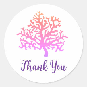 Custom Coral Reef Painting Thank You  Classic Round Sticker