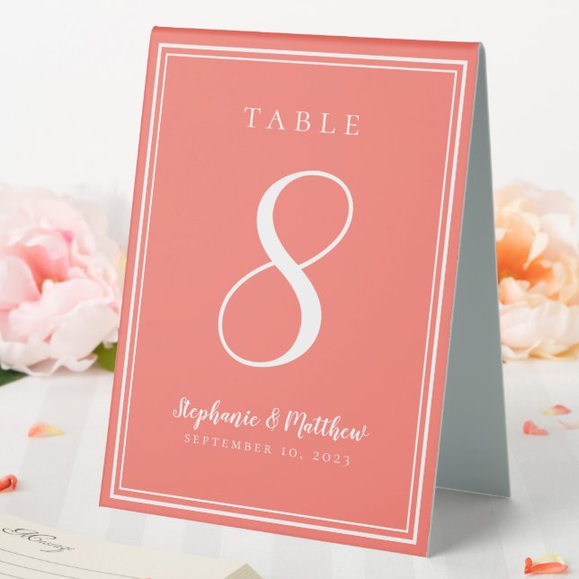 Custom Coral Simple Wedding Table Number (In SItu (Wedding))