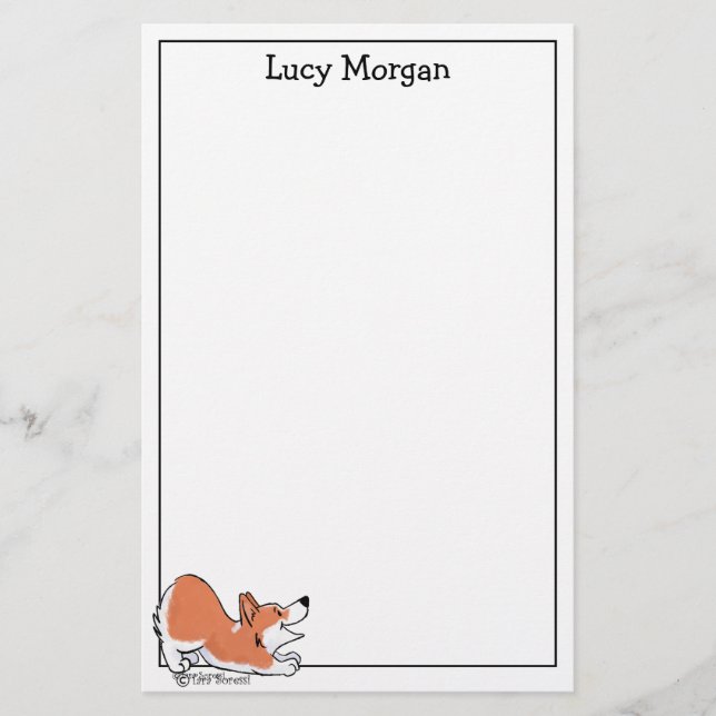 Custom Corgi Cute Dog Art Stationery (Front)