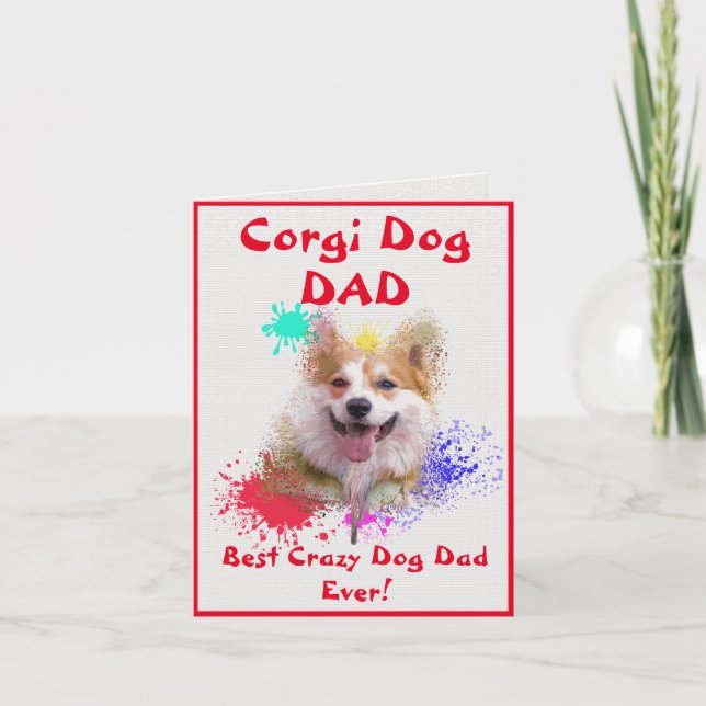 Custom Corgi Dad Dog Best Crazy Dog Dad Digital Card (Front)
