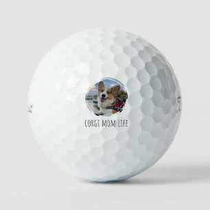 Custom Corgi Mom Life Personalized Photo Golf Gift Balls