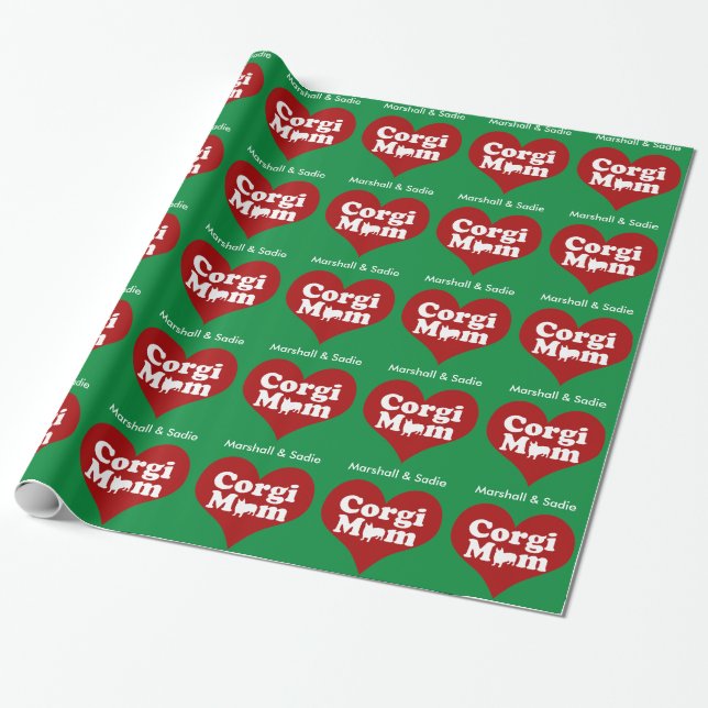Custom Corgi Mum Christmas Wrapping Paper (Unrolled)