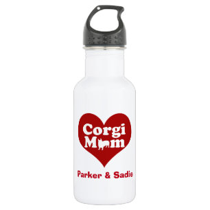 Custom Corgi Mum Red Heart 532 Ml Water Bottle