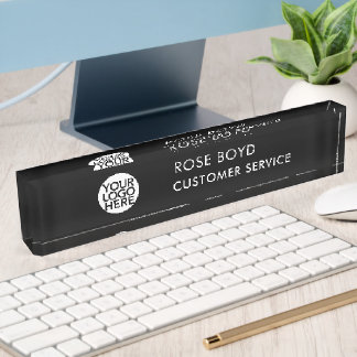 Custom Corporate Business Logo Black Acrylic Desk Nameplate