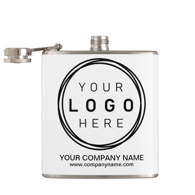 Custom Corporate Business Logo Hip Flask (Opened)