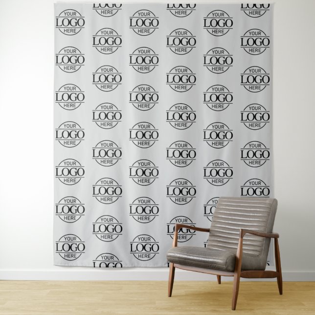 Custom Corporate Business Logo Pattern Backdrop Tapestry (In Situ)