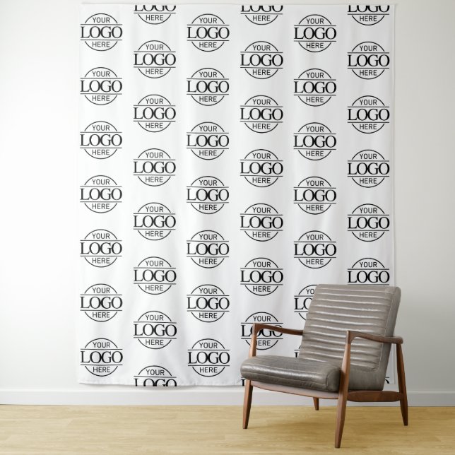 Custom Corporate Business Logo Pattern Backdrop Tapestry (In Situ)