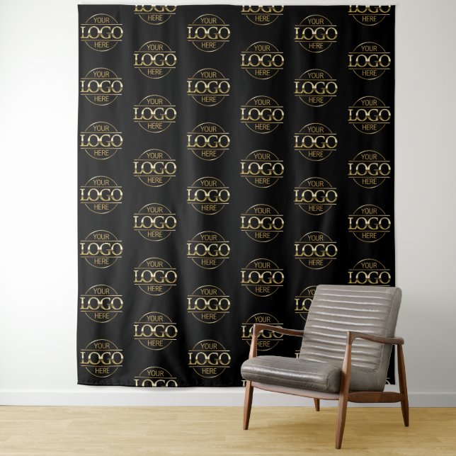 Custom Corporate Business Logo Pattern Backdrop Tapestry (In Situ)