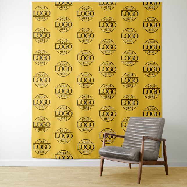 Custom Corporate Business Logo Pattern Backdrop Tapestry (In Situ)