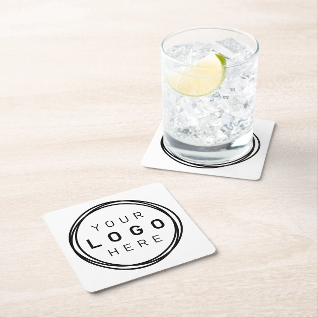Custom Corporate Business Logo Square Paper Coaster (Insitu)