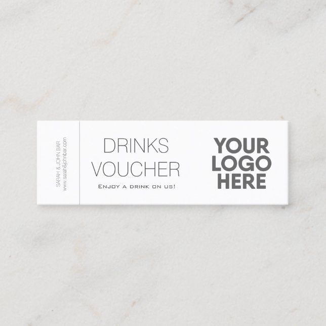 Custom Corporate Drink Voucher Ticket Logo Card (Front)