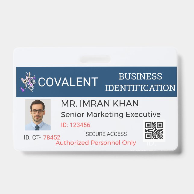 Custom Corporate Employee ID Badge (Front)