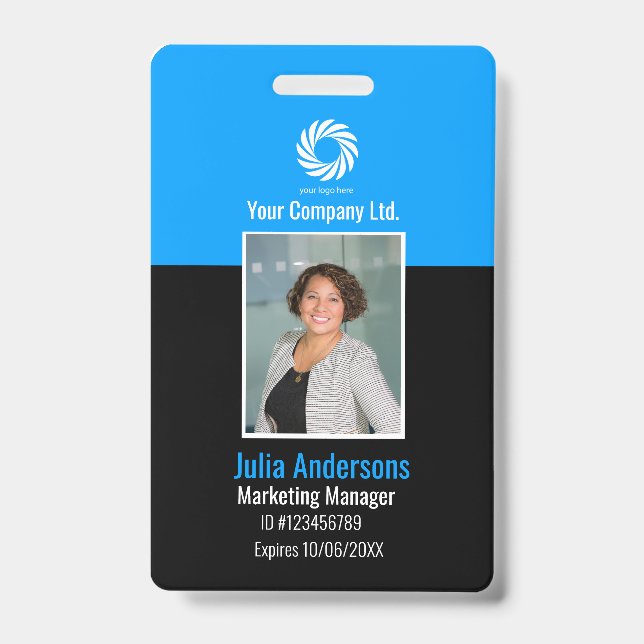 Custom Corporate Employee ID Badge – Teal Prof (Front)