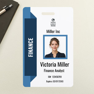 Custom Corporate Employee Photo ID Badge   Navy 