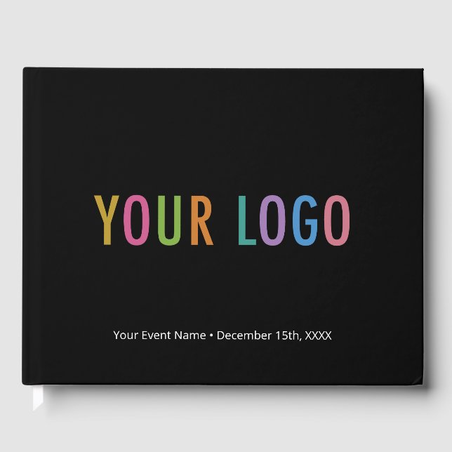 Custom Corporate Guest Book Company Logo Black (Front)