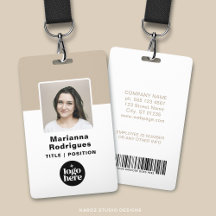 Custom Corporate Logo Photo Barcode Employee ID